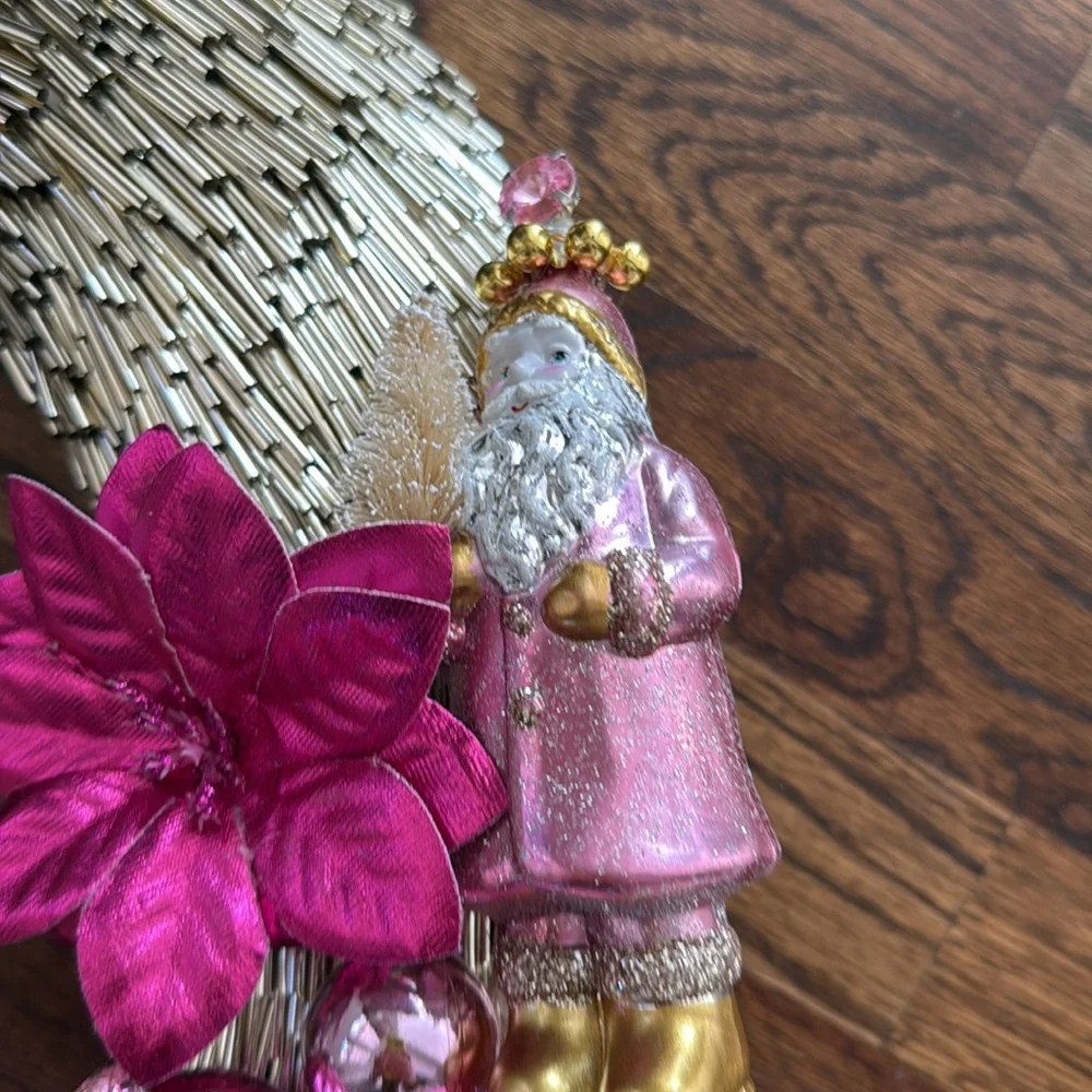 Beautiful gold and pink vintage vibe Christmas wreath